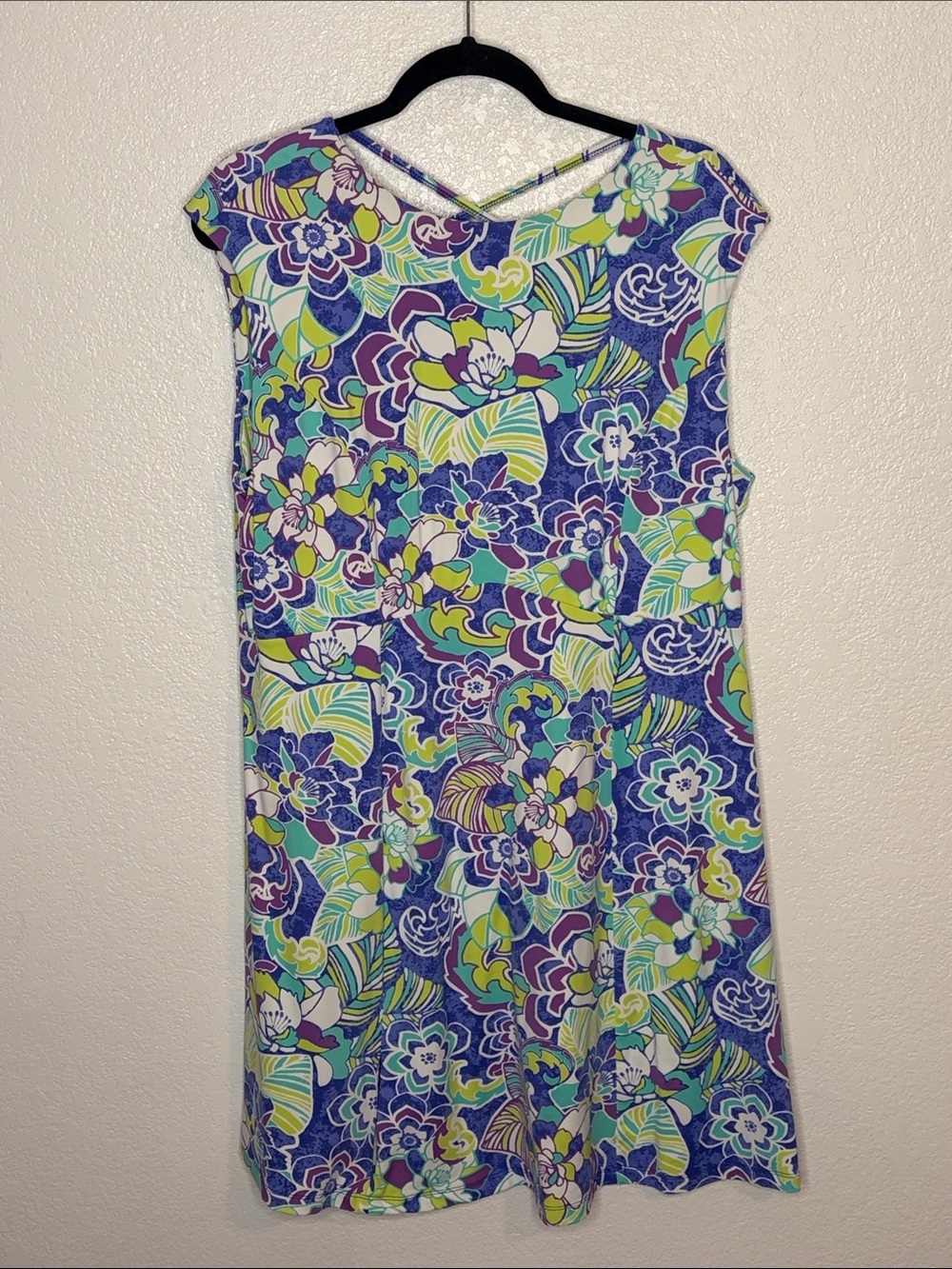 Title Nine Purple & Green Diamalete Floral Activewear Dress Size XL